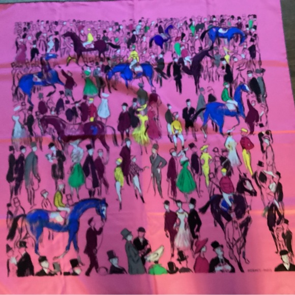 Hermes “Paddock”Pink and Purple Patterned Scarf - Picture 4 of 9